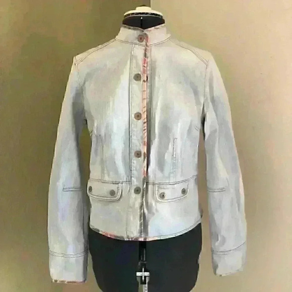 VTG GAP Y2K GAP light blue SHORT COLLAR DENIM ALTERED JACKET FRIDAH KAHLO SMALL - Picture 2 of 5